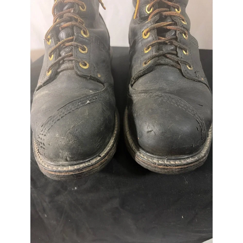 Carolina 1905 Linesman Boots Mens 10 Black Leather Vibram Sole USA Made EH Rated
